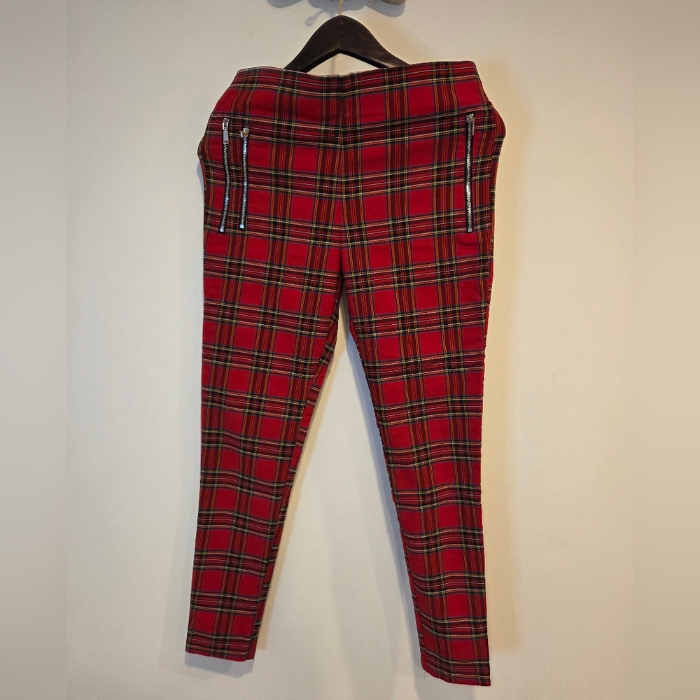 Zara Red Plaid Trousers Size M.
